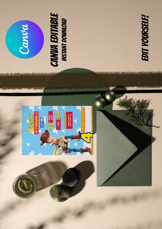 Toy Story Birthday Invitation Template | Editable Canva Invite | Woody Birthday Party | Instant Download