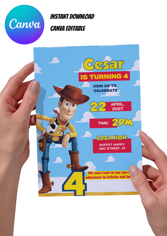Toy Story Birthday Invitation Template | Editable Canva Invite | Woody Birthday Party | Instant Download
